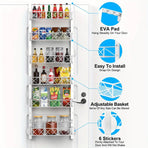 CARLA HOME 6 Tier Adjustable Baskets Over Door Pantry Organiser for Home Kitchen-1992735283900190722
