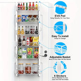 CARLA HOME 6 Tier Adjustable Baskets Over Door Pantry Organiser for Home Kitchen - Front View