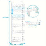 CARLA HOME 6 Tier Adjustable Baskets Over Door Pantry Organiser for Home Kitchen - Rear View