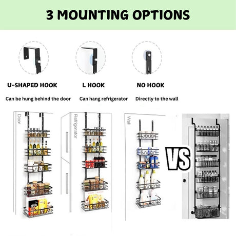 CARLA HOME 4 Tier Adjustable Baskets Over Door Pantry Organiser for Home Kitchen-1992735292326547459