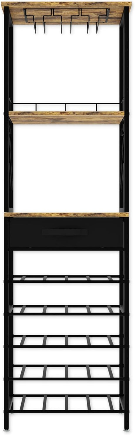CARLA HOME Freestanding Wine Rack for 20 Bottles with Wood Countertop and Sturdy Metal Frame-1992735288069328898