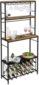 CARLA HOME Large Wine Rack for 20 Bottles with Wood Countertop and Sturdy Metal Frame - Extra Image