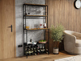 CARLA HOME Large Wine Rack for 20 Bottles with Wood Countertop and Sturdy Metal Frame - Front View