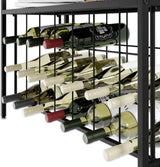 CARLA HOME Large Wine Rack for 20 Bottles with Wood Countertop and Sturdy Metal Frame - Close-Up Angle
