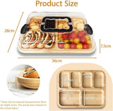 CARLA HOME Bamboo Charcuterie Board with Lid & Handle ideal Gift for Kitchen, Party & Picnic (6 Compartments) - 45-Degree Angle