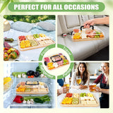 CARLA HOME Bamboo Charcuterie Board with Lid & Handle ideal Gift for Kitchen, Party & Picnic (6 Compartments) - Close-Up Angle