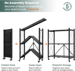 CARLA HOME 3-Tier Foldable Storage Shelf with Wheels for Kitchen, Garage, Pantry or Basement (Black)-1992735282809671686