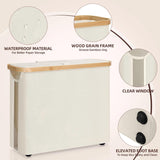 CARLA HOME Toilet Paper Storage Basket Holds Up to 12 Rolls with Bamboo Lid and Handle for RV Closet (White) - Side View