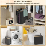 CARLA HOME Toilet Paper Storage Basket Holds Up to 12 Rolls with Bamboo Lid and Handle for RV Closet (Black) - 45-Degree Angle