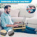 CARLA HOME Oversized Portable Lap Desk with Cushion,Mouse Pad, Tablet and Phone Holder which Fits Up to 17 Inch Laptops for Bed or Sofa (Brown) - Side View