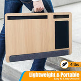 CARLA HOME Oversized Portable Lap Desk with Cushion,Mouse Pad, Tablet and Phone Holder which Fits Up to 17 Inch Laptops for Bed or Sofa (Brown) - 45-Degree Angle