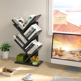 CARLA HOME 5-Tier Tree Bookshelf Storage Rack for Home Office or Bedroom (Black) - Side View
