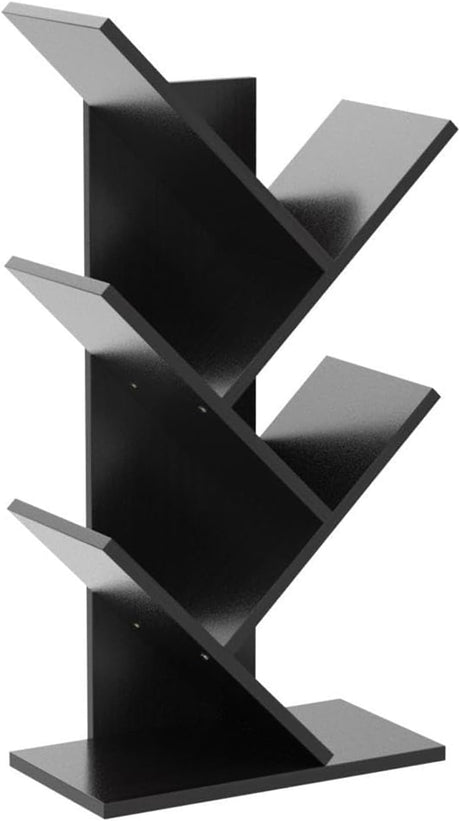 CARLA HOME 5-Tier Tree Bookshelf Storage Rack for Home Office or Bedroom (Black)-1992735295900094472