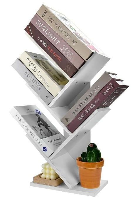 CARLA HOME 5-Tier Tree Bookshelf Storage Rack for Home Office or Bedroom (White)-1992735294960570377