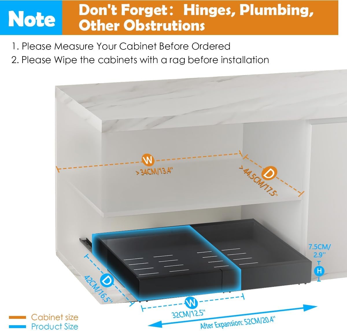 CARLA HOME Pack Pull Out Cabinet Organizer Expandable for Cabinets with Adjustable Slide Out Shelves and Easy Installation (Black)-1992735299893071873