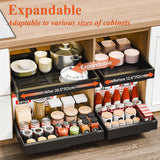 CARLA HOME Pack Pull Out Cabinet Organizer Expandable for Cabinets with Adjustable Slide Out Shelves and Easy Installation (Black) - Front View