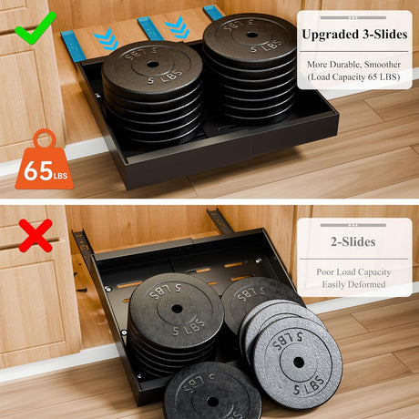 CARLA HOME Pack Pull Out Cabinet Organizer Expandable for Cabinets with Adjustable Slide Out Shelves and Easy Installation (Black)-1992735299893071877