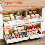 CARLA HOME Pack Pull Out Cabinet Organizer Expandable for Cabinets with Adjustable Slide Out Shelves and Easy Installation (White) - Front View