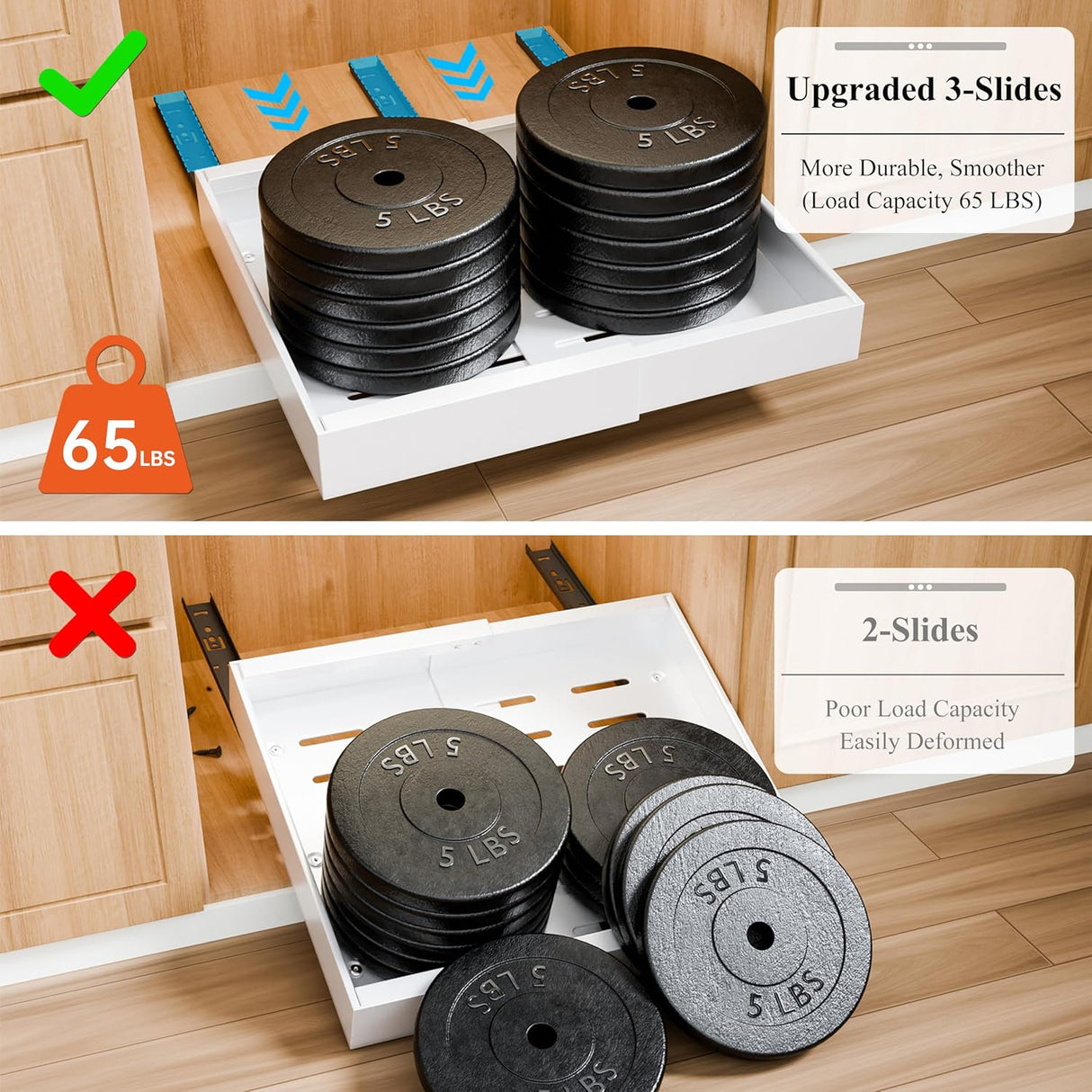 CARLA HOME Pack Pull Out Cabinet Organizer Expandable for Cabinets with Adjustable Slide Out Shelves and Easy Installation (White)-1992735300438331397