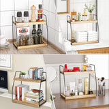 CARLA HOME 2-Tier Wooden Coffee Station Rack Organizer for Coffee Bar, Condiments, Syrups, Storage Jars & Spice Storage Shelf-1992735288992075779