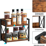 CARLA HOME 2-Tier Countertop Shelf Organizer Rustic Wood Kitchen Spice Rack for Storage, Condiments & Cabinet Organization-1992735286068645891