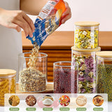 CARLA HOME 6 Pack Glass Storage Jars with Bamboo Lids for Kitchen Pantry, Pasta, Snacks, Cookies, Candy & More-1992735290023874564