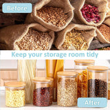 CARLA HOME 6 Pack Glass Storage Jars with Bamboo Lids for Kitchen Pantry, Pasta, Snacks, Cookies, Candy & More - Rear View