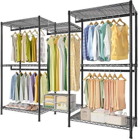 CARLA HOME Heavy Duty Clothing Garment Rack Organizer with Hanging Rods & Storage Shelves for Clothes, Shoes & Wardrobe-1992735283526897664