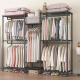 CARLA HOME Heavy Duty Clothing Garment Rack Organizer with Hanging Rods & Storage Shelves for Clothes, Shoes & Wardrobe - Front View