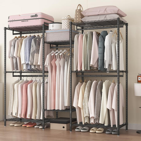 CARLA HOME Heavy Duty Clothing Garment Rack Organizer with Hanging Rods & Storage Shelves for Clothes, Shoes & Wardrobe-1992735283526897666