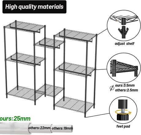 CARLA HOME Heavy Duty Clothing Garment Rack Organizer with Hanging Rods & Storage Shelves for Clothes, Shoes & Wardrobe-1992735283526897667