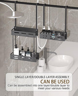 CARLA HOME Over the Door 2-tier Shower Caddy Organizer Shelf with Hooks for Bathroom - Front View