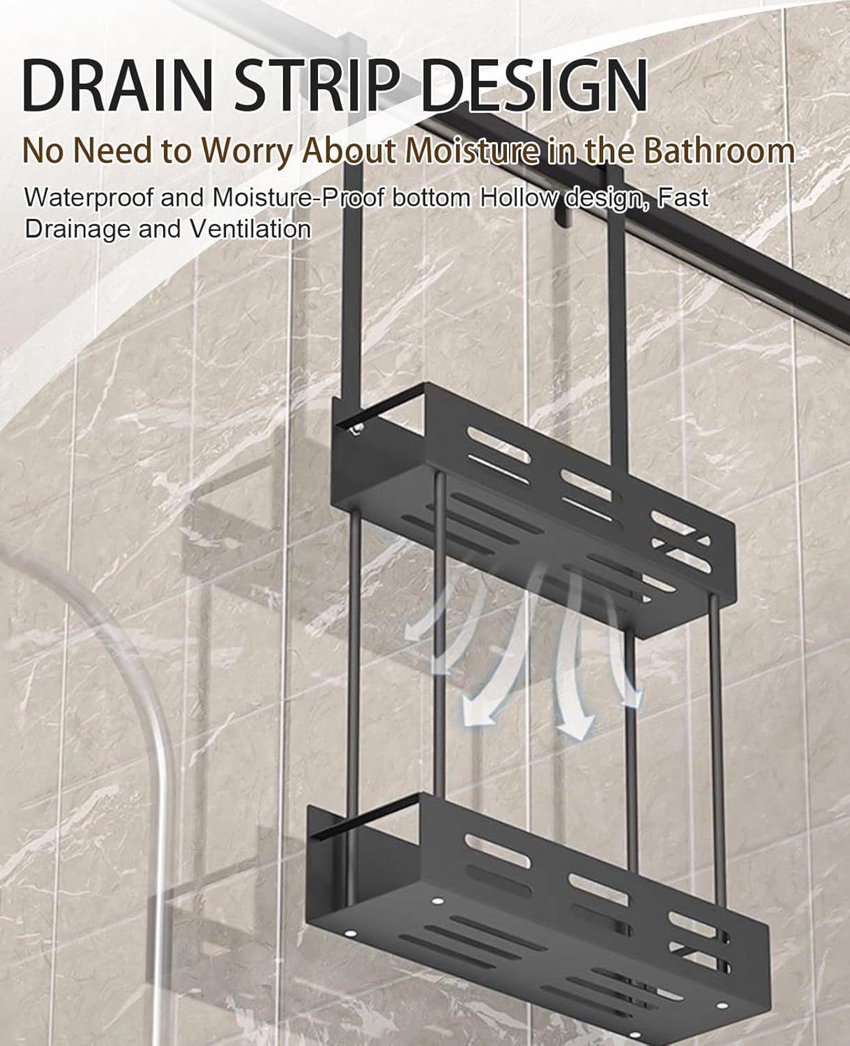 CARLA HOME Over the Door 2-tier Shower Caddy Organizer Shelf with Hooks for Bathroom-1992735298336985092