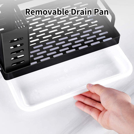 CARLA HOME Kitchen Sink Caddy Organizer with Sponge, Soap & Brush Storage and Rag Rack, Drain Tray & Utensil Holder-1992735286576156678