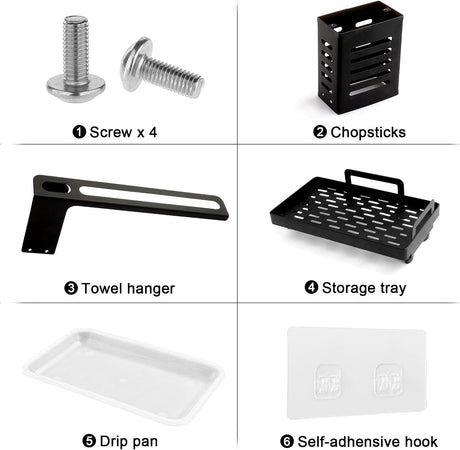 CARLA HOME Kitchen Sink Caddy Organizer with Sponge, Soap & Brush Storage and Rag Rack, Drain Tray & Utensil Holder-1992735286576156679