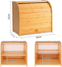 CARLA HOME Large Bamboo Bread Box Storage Organizer with Roll Top for Kitchen Counter-1992735282981638145