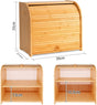 CARLA HOME Large Bamboo Bread Box Storage Organizer with Roll Top for Kitchen Counter-1992735282981638145