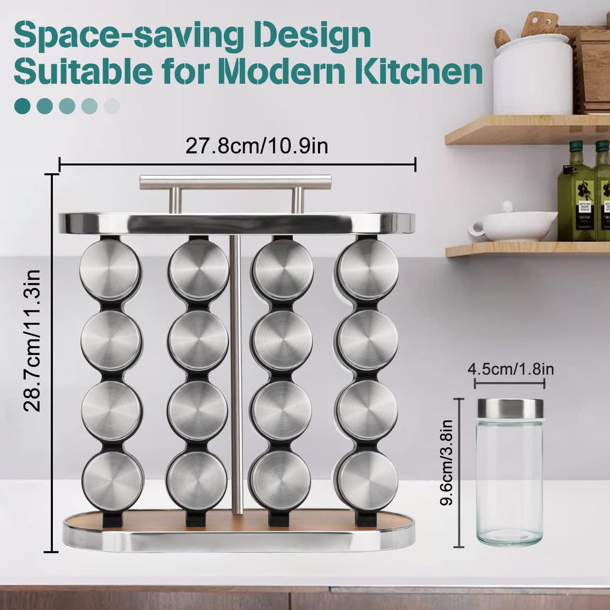 CARLA HOME 20-Jar Spice Rack Organizer Storage for Kitchen Countertop or Cabinet-1992735301285580801