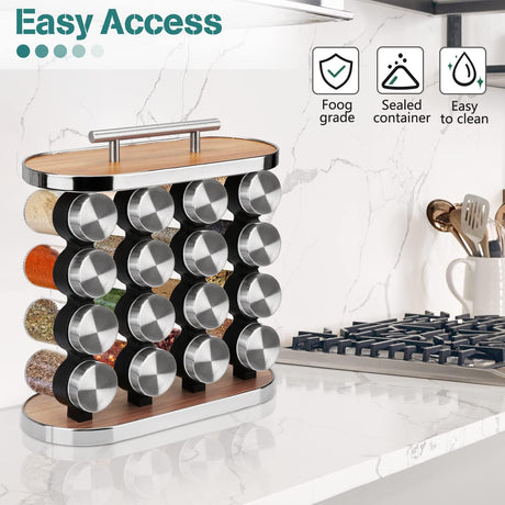 CARLA HOME 20-Jar Spice Rack Organizer Storage for Kitchen Countertop or Cabinet-1992735301285580804