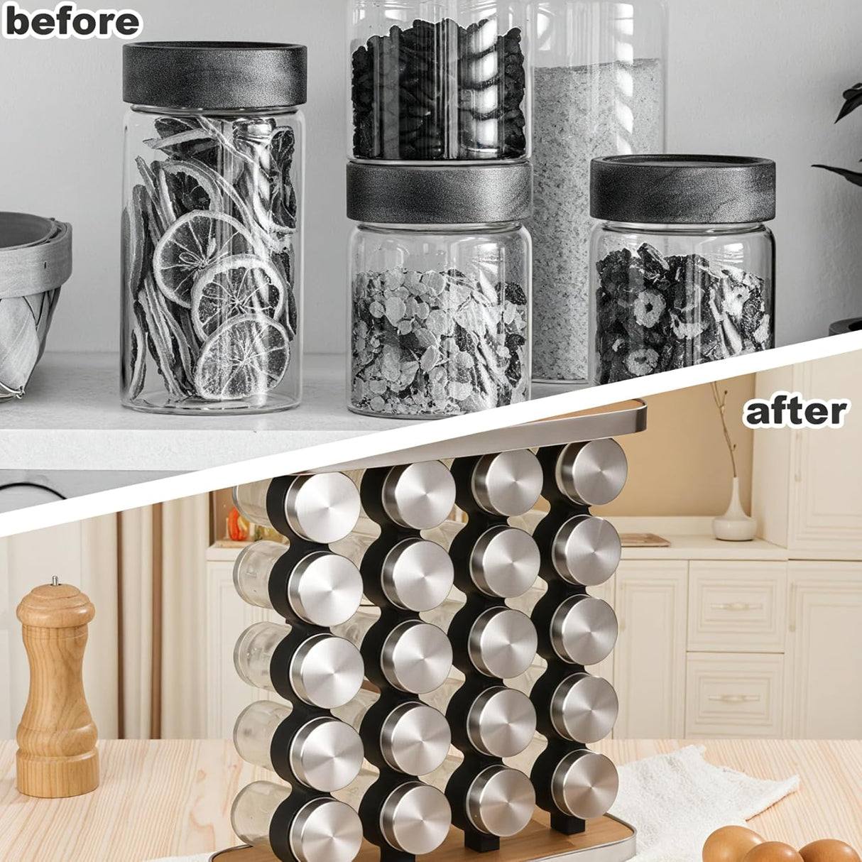 CARLA HOME 20-Jar Spice Rack Organizer Storage for Kitchen Countertop or Cabinet-1992735301285580805