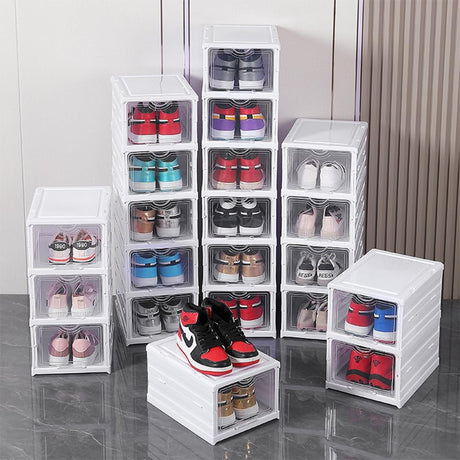 CARLA HOME 6-Tier Stackable Shoe Storage Box Organizer with Clear Door for Closet, Entryway or Cabinet-1992735297300992009