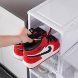 CARLA HOME 6-Tier Stackable Shoe Storage Box Organizer with Clear Door for Closet, Entryway or Cabinet - Rear View