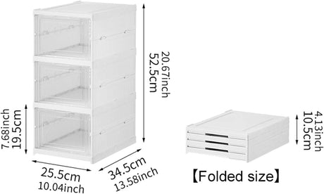 CARLA HOME 3-Tier Stackable Shoe Storage Box Organizer with Clear Door for Closet, Entryway or Cabinet-1992735295149314049
