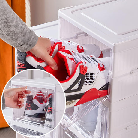 CARLA HOME 3-Tier Stackable Shoe Storage Box Organizer with Clear Door for Closet, Entryway or Cabinet-1992735295149314055