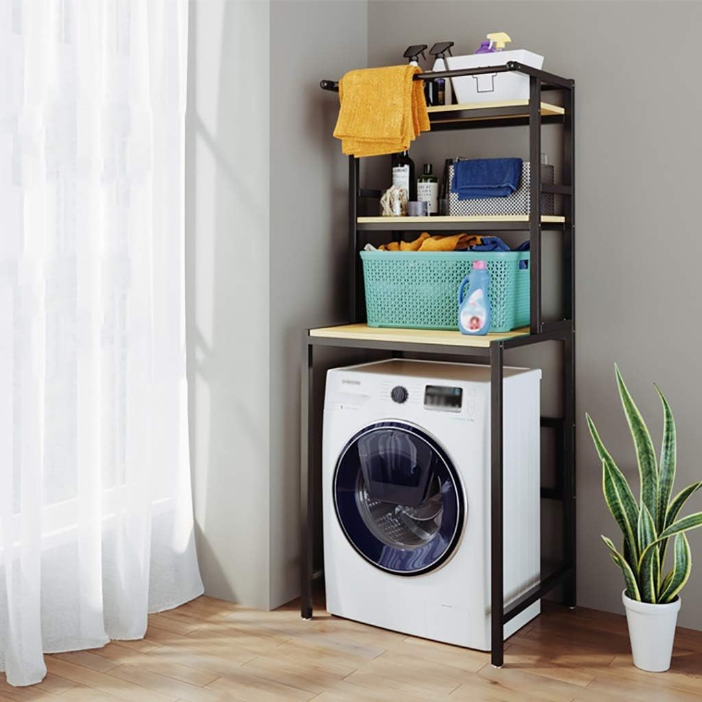 CARLA HOME 3-Tier Over Washing Machine Storage Rack Laundry Shelf Organizer for Bathroom or Toilet (Black)-1978962259434672129