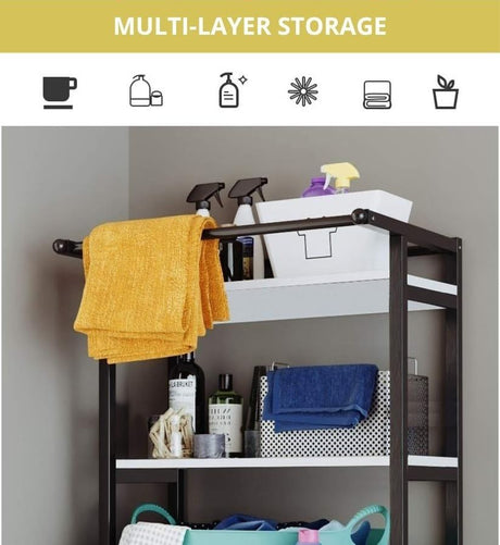 CARLA HOME 3-Tier Over Washing Machine Storage Rack Laundry Shelf Organizer for Bathroom or Toilet (Black)-1978962259434672131