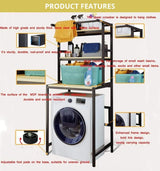 CARLA HOME 3-Tier Over Washing Machine Storage Rack Laundry Shelf Organizer for Bathroom or Toilet (Black) - Top-Down View