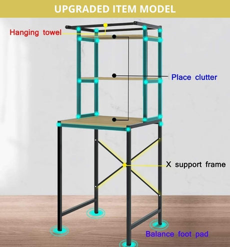 CARLA HOME 3-Tier Over Washing Machine Storage Rack Laundry Shelf Organizer for Bathroom or Toilet (Black)-1978962259434672133