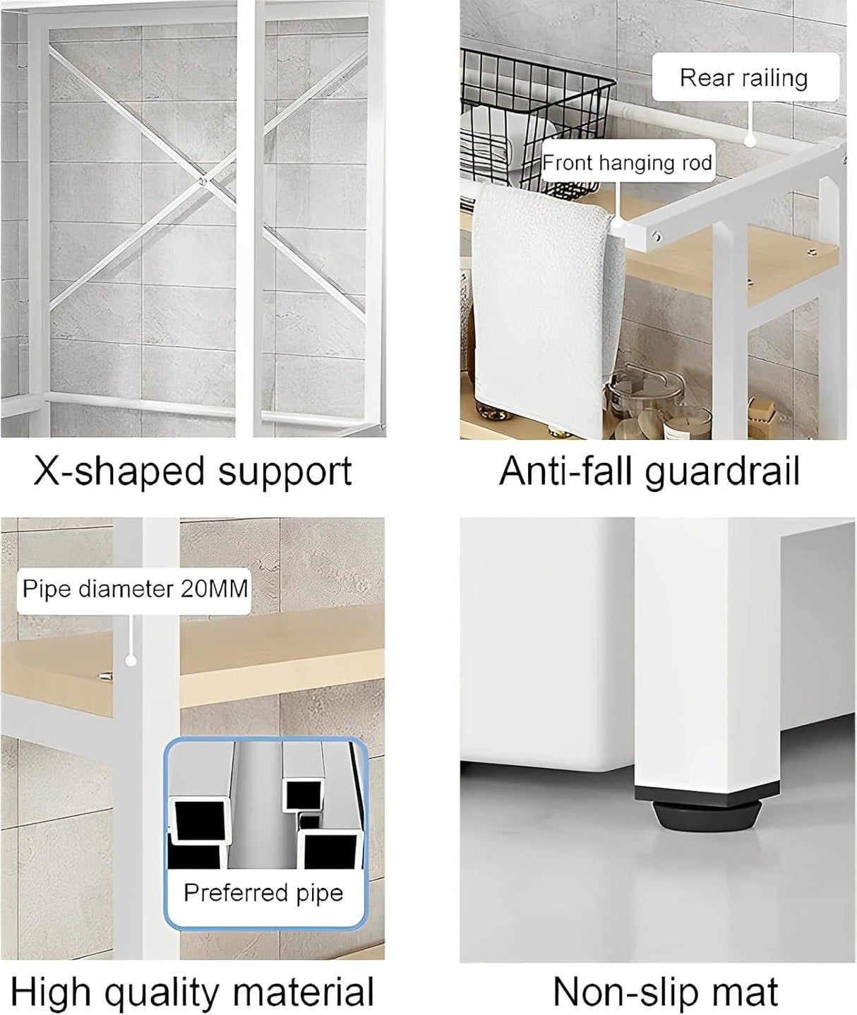 CARLA HOME 3-Tier Over Washing Machine Storage Rack Laundry Shelf Organizer for Bathroom or Toilet (White)-1978962259598249988