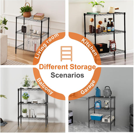 CARLA HOME 3-Tier Adjustable Metal Storage Shelves Wire Rack Organizer for Kitchen, Pantry, Bathroom or Laundry Room (45cm W x 40cm D x 103cm H)-1992735281702375426